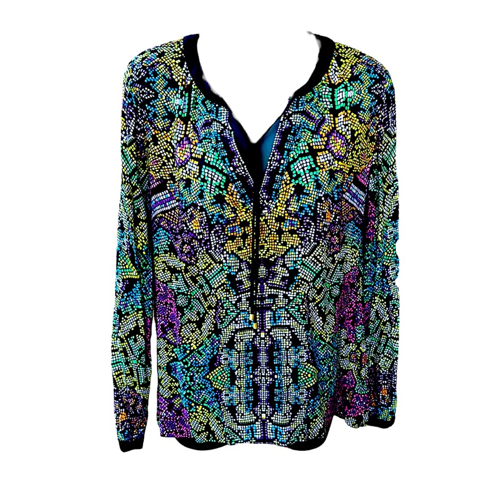 HALE BOB black with many colors open neck blouse, XS